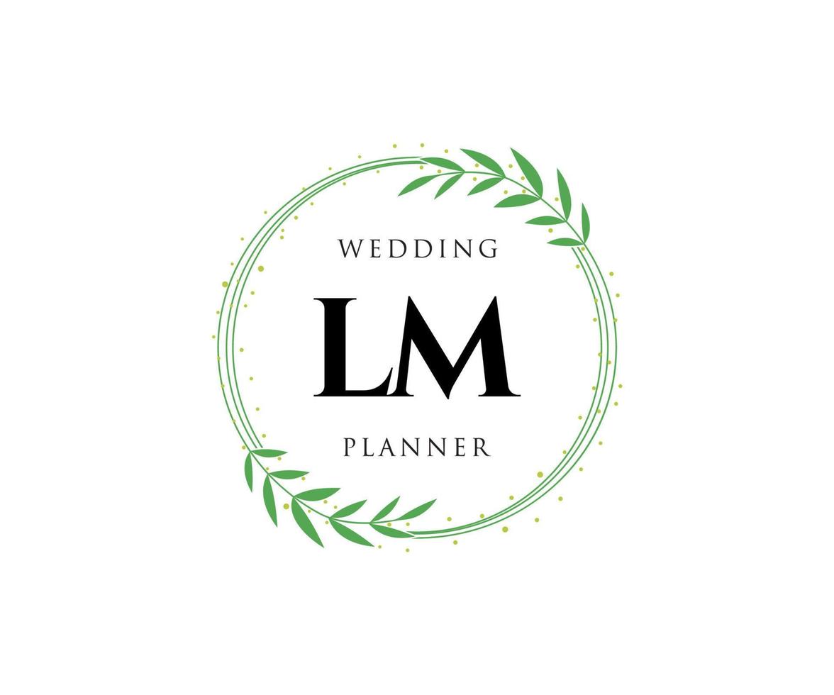 LM Initials letter Wedding monogram logos collection, hand drawn modern minimalistic and floral templates for Invitation cards, Save the Date, elegant identity for restaurant, boutique, cafe in vector