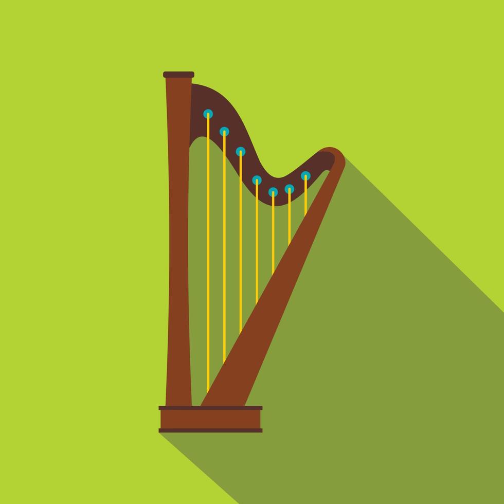 Wooden harp icon, flat style vector