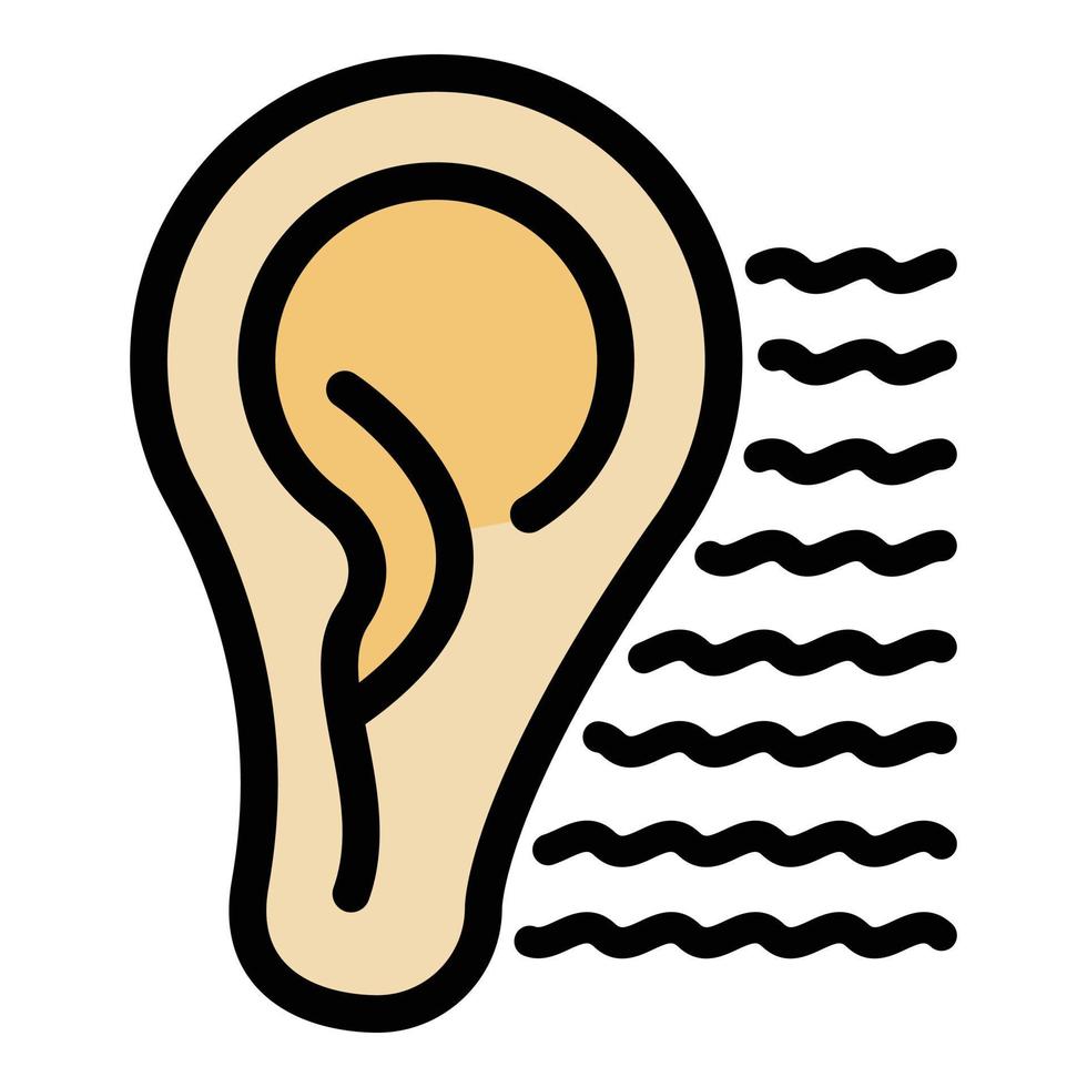 Sound ear icon color outline vector