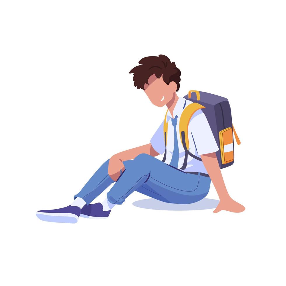 illustration of Indonesian high school students relaxing vector
