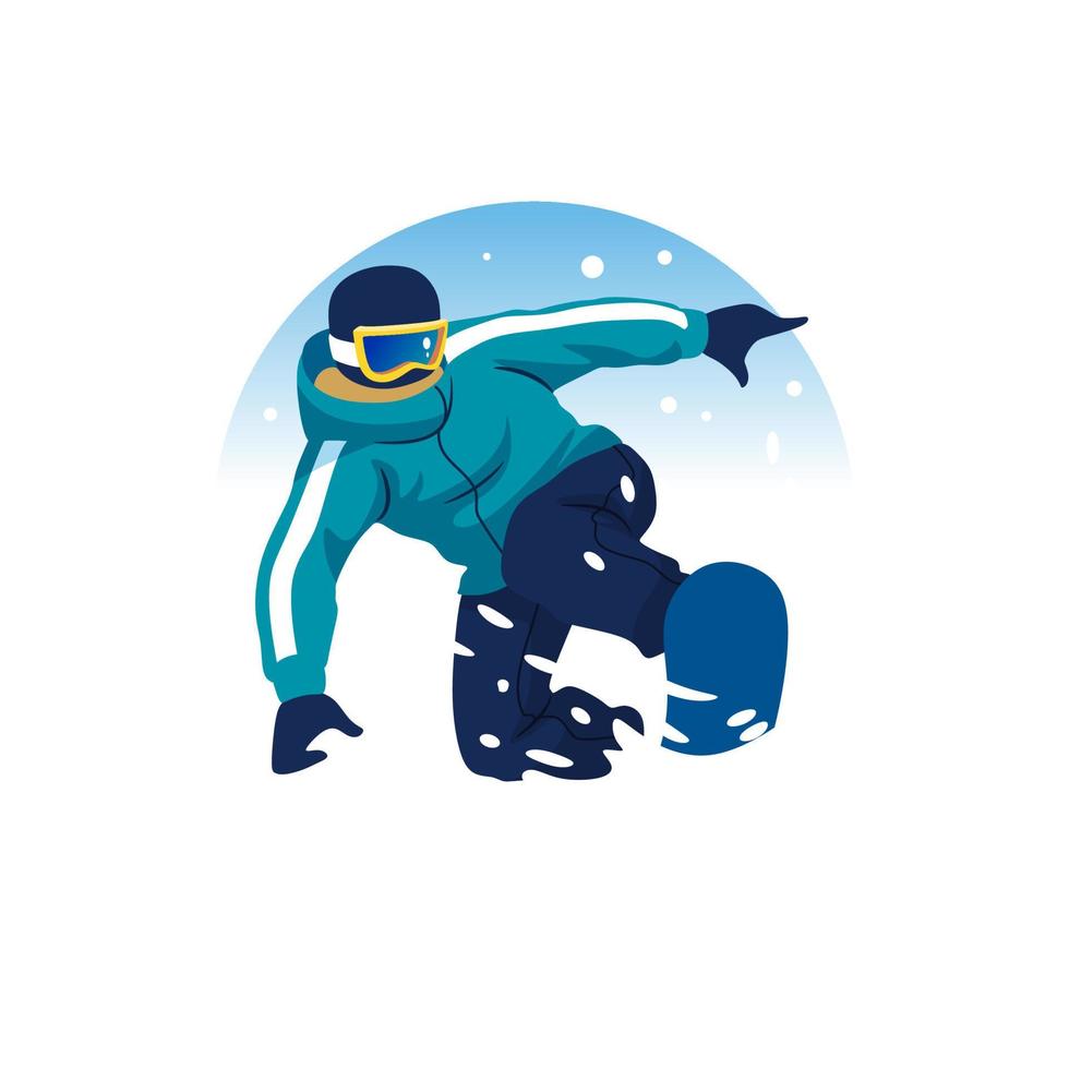 ilustración de un hombre esquiando en invierno vector