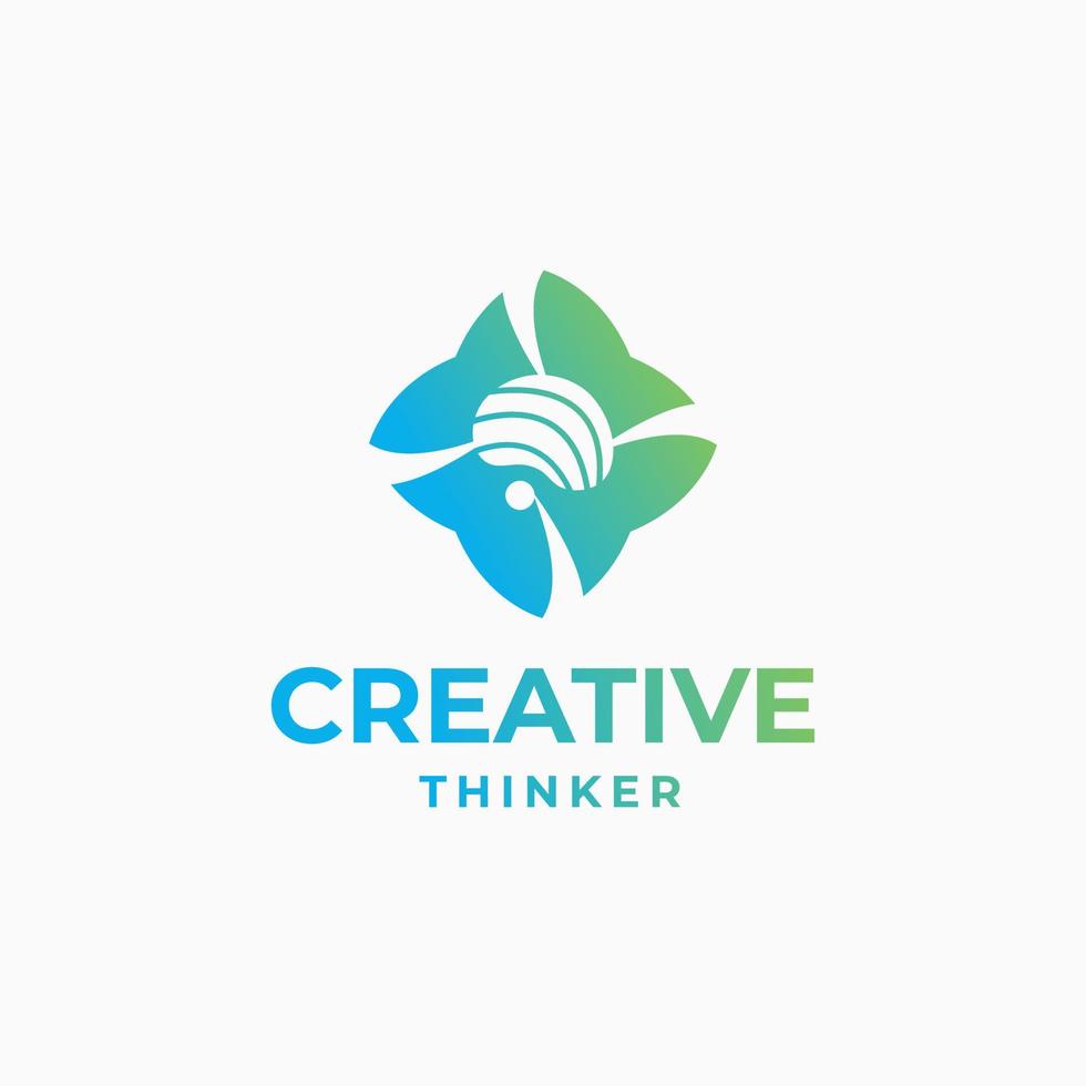 Creative thinker logo, brain logo, smart design, futuristic brain, brain creativity design vector