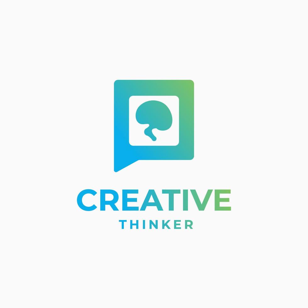 Creative thinker logo, brain logo, smart design, futuristic brain, brain creativity design vector