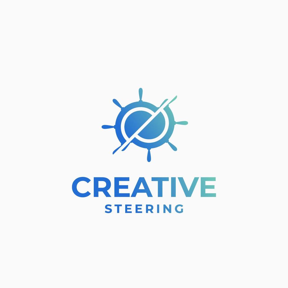 Creative steering logo, wheel logo, marine design, boat logo, yacht design, direction logo concept vector