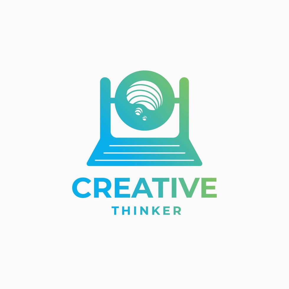 Creative thinker logo, brain logo, smart design, futuristic brain, brain creativity design vector