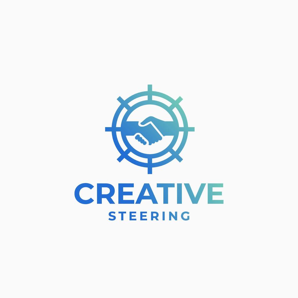 logotipo de dirección creativa, logotipo de rueda, diseño marino, logotipo de barco, diseño de yate, concepto de logotipo de dirección vector