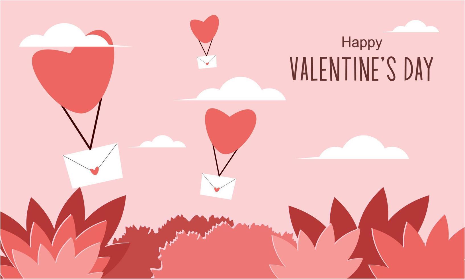 Valentines day background with heart shaped balloons illustration vector