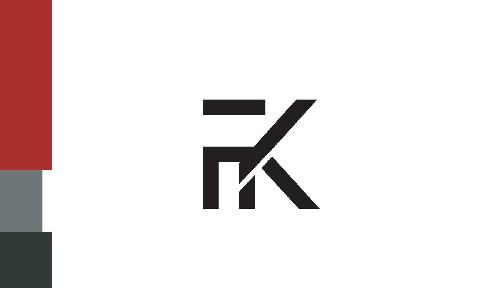 Alphabet letters Initials Monogram logo FK, KF, F and K vector