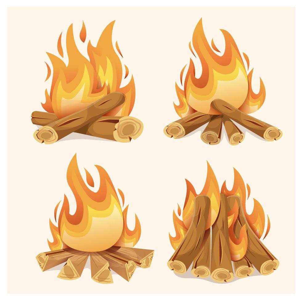 Vector cartoon style illustration of bonfire. Icon for web. Isolated on white background.