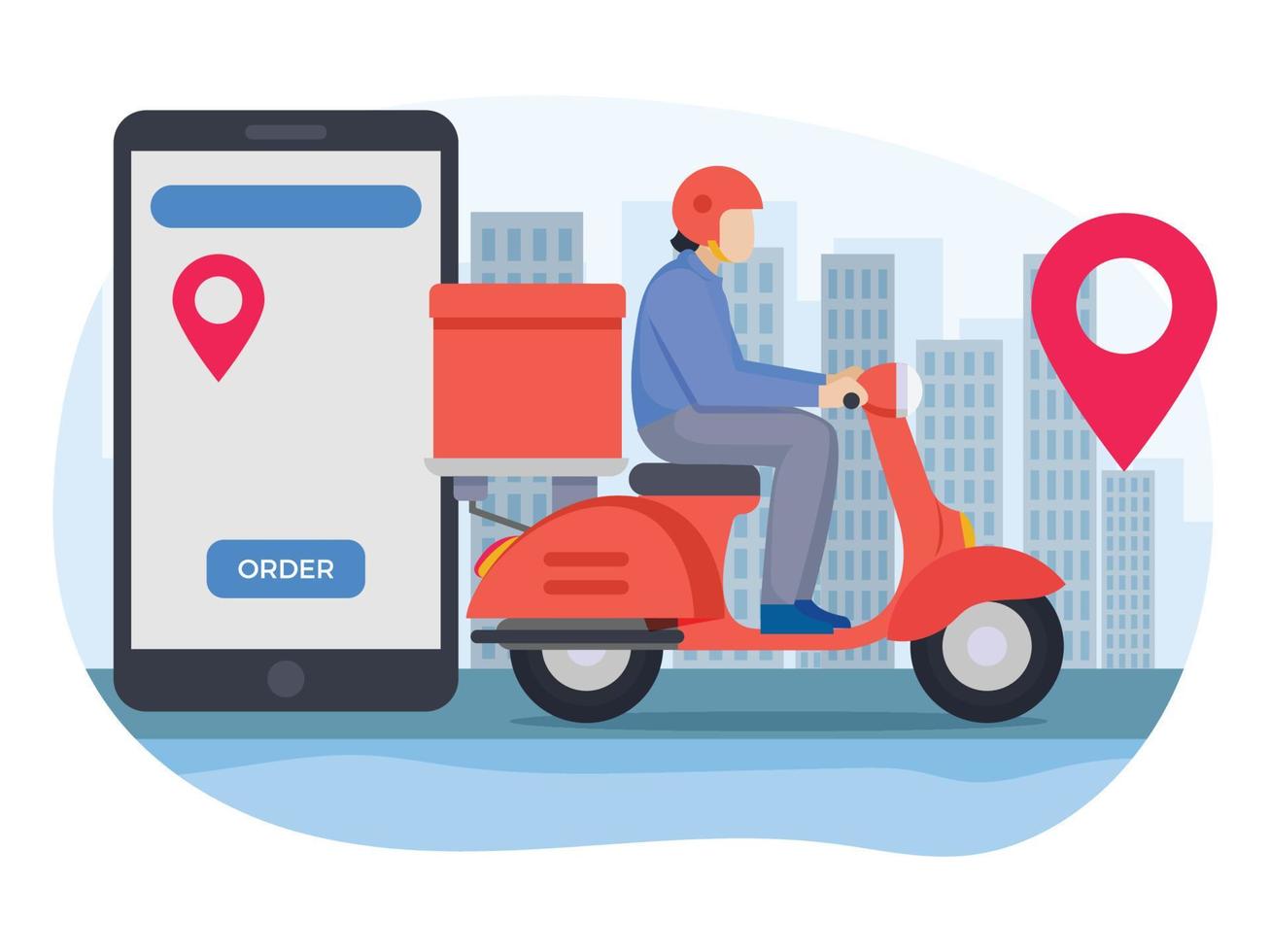 Delivery guy going to delivery food delivery vector