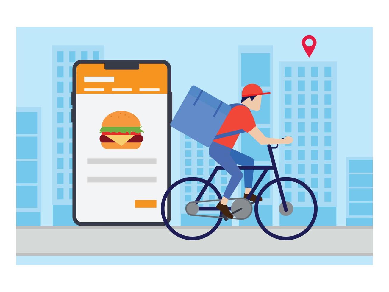 ilustración de transporte de entrega de alimentos en línea vector