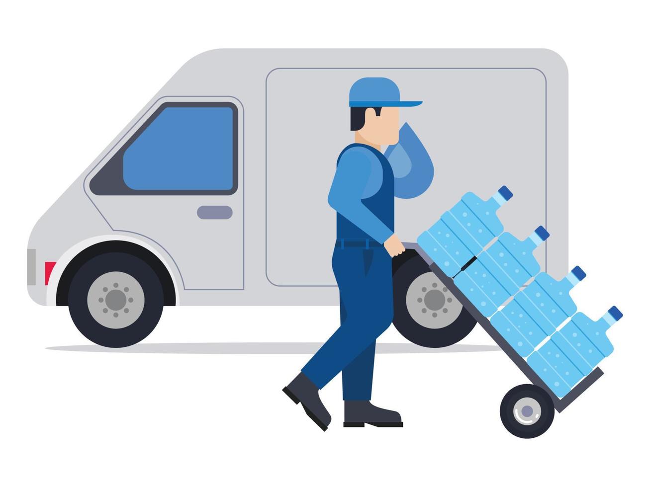 Man arranging water bottles for delivery vector