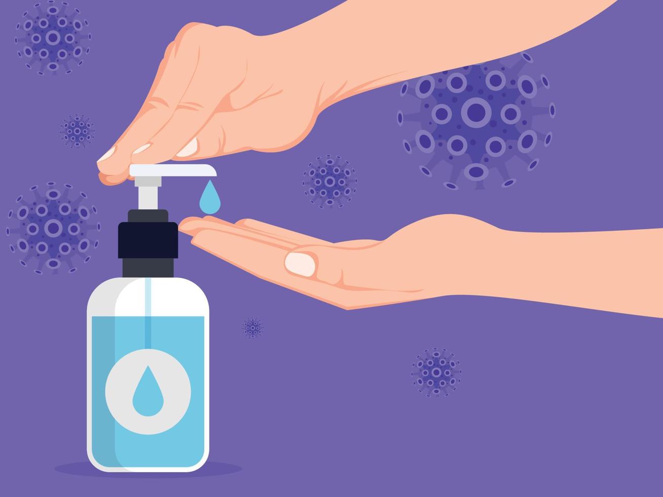Covid-19 hand sanitizer care illustration. vector