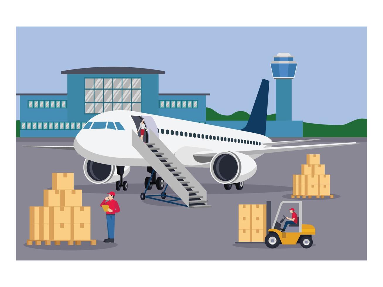 Cargo delivery service airplane illustration vector