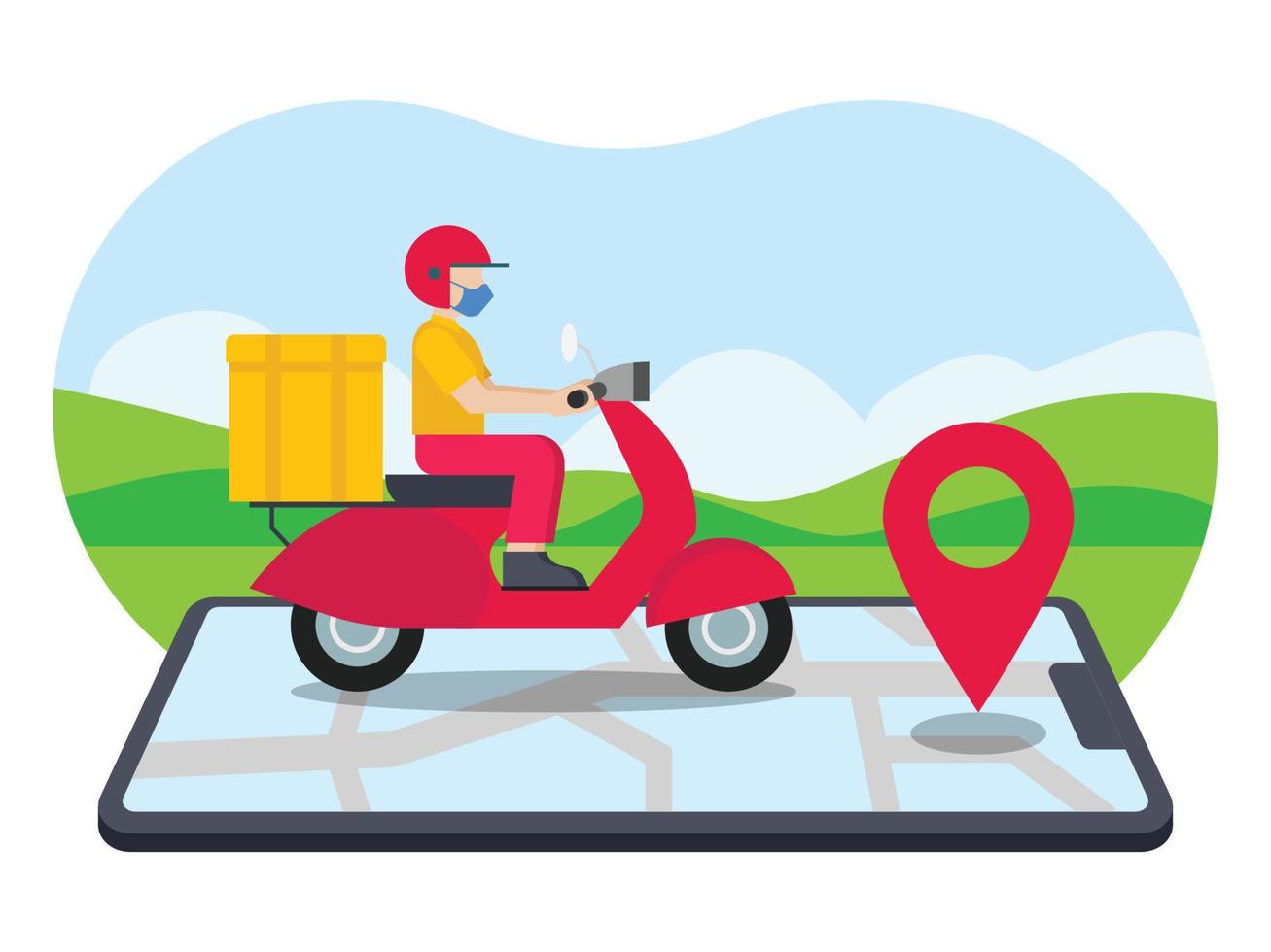 Delivery route mobile gps location vector