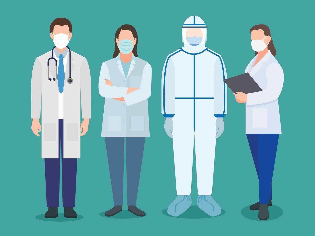 Covid-19 frontline workers doctors vector