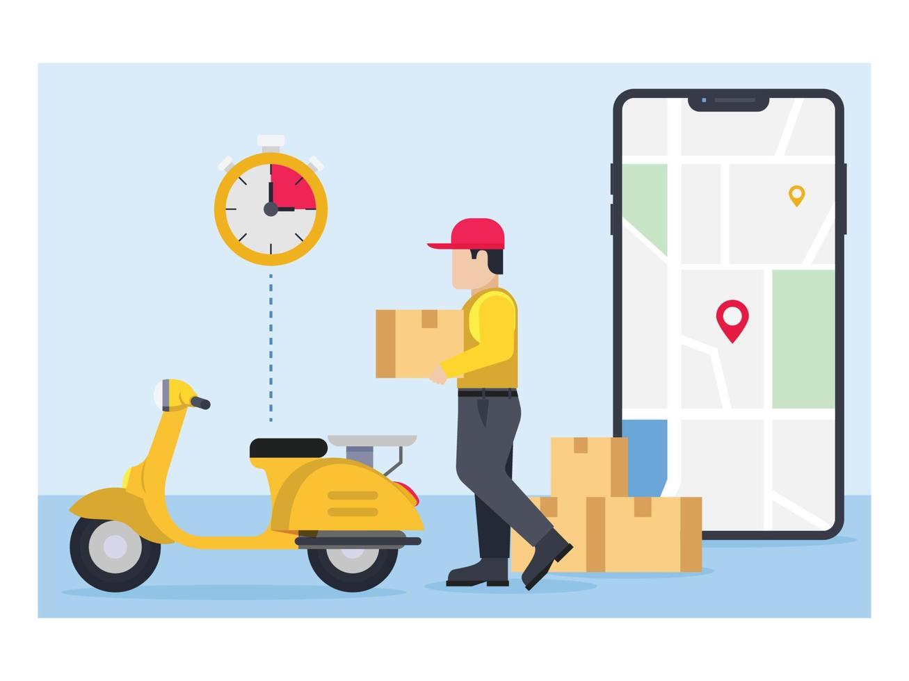 Delivery guy going to deliver parcel vector