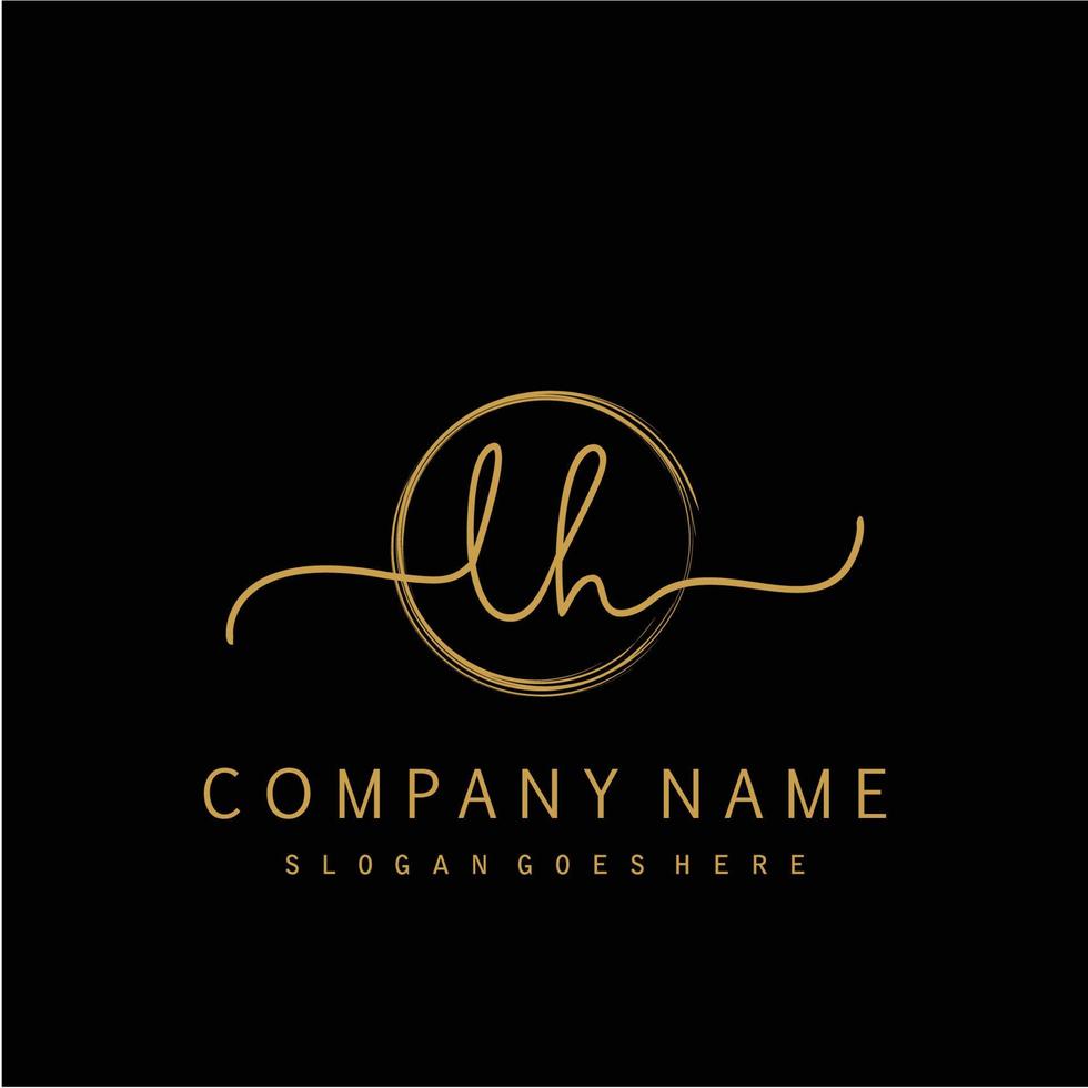 Initial LH handwriting logo with circle hand drawn vector