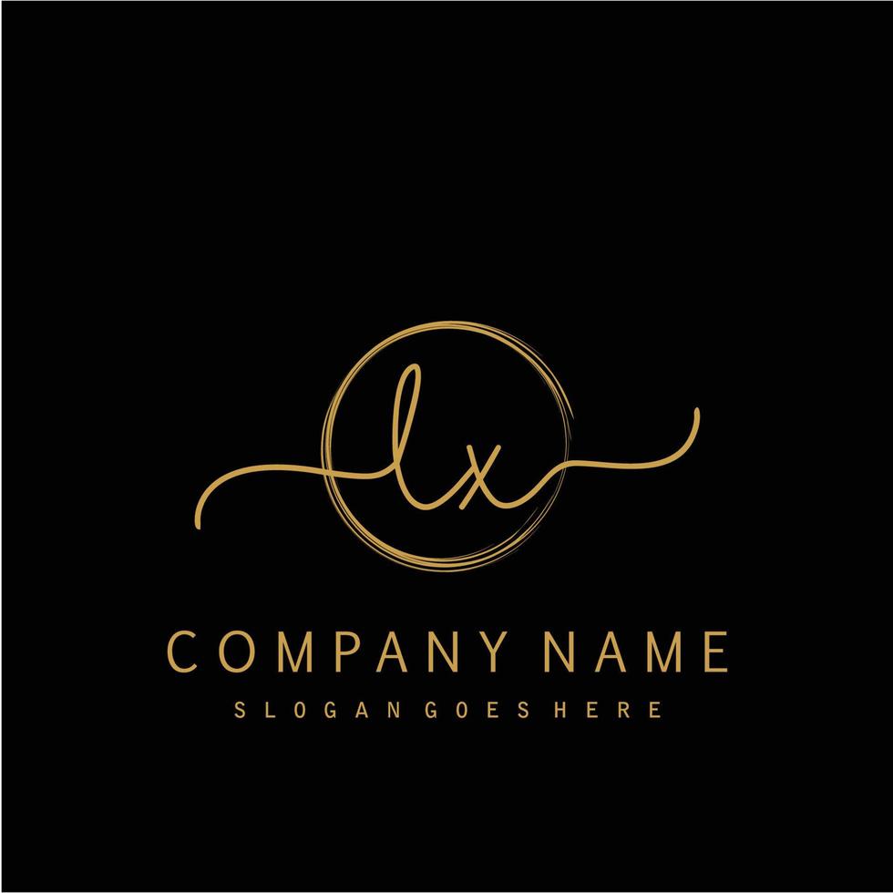 Initial LX handwriting logo with circle hand drawn vector
