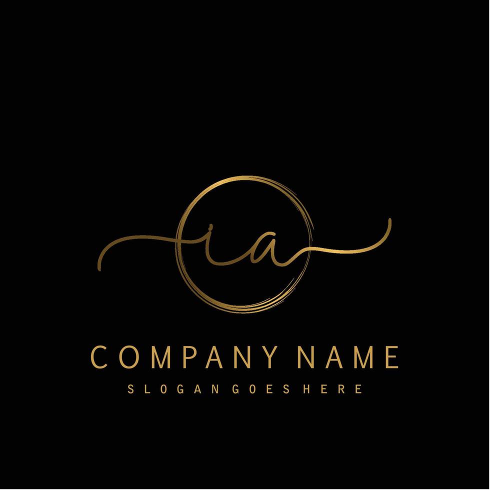Initial IA handwriting logo with circle hand drawn vector