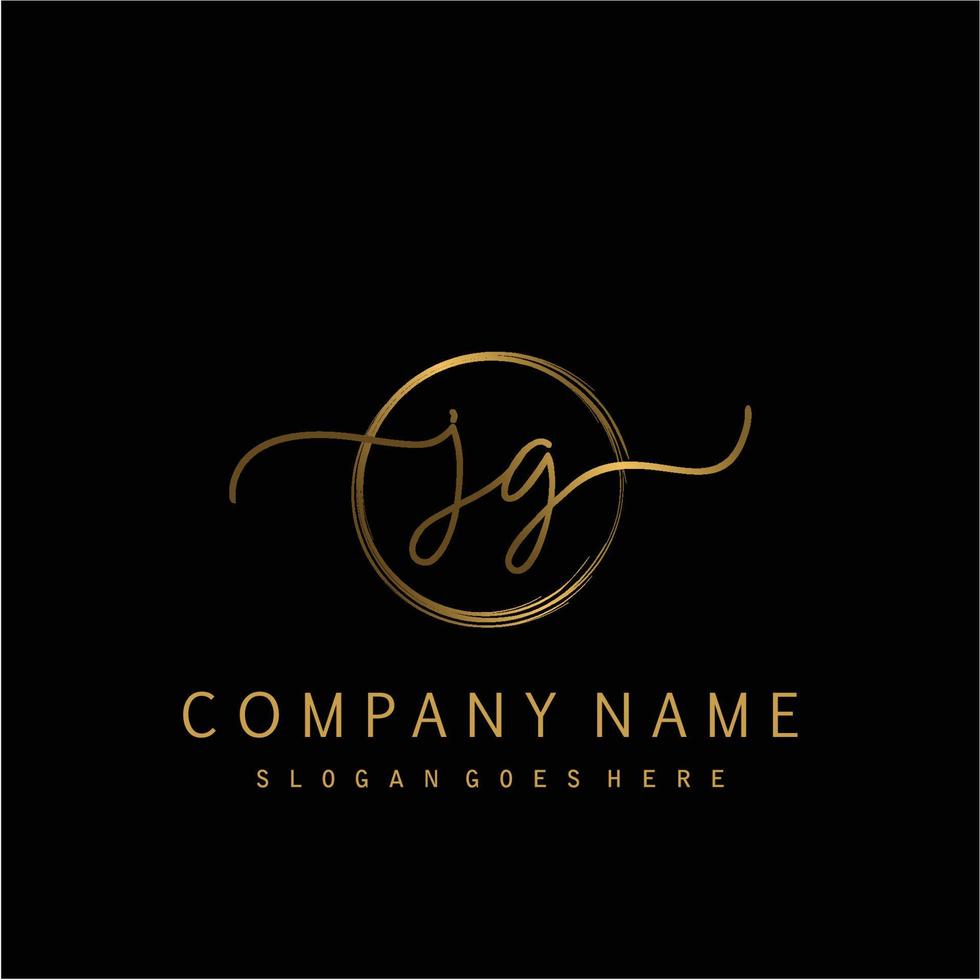 Initial JG handwriting logo with circle hand drawn vector