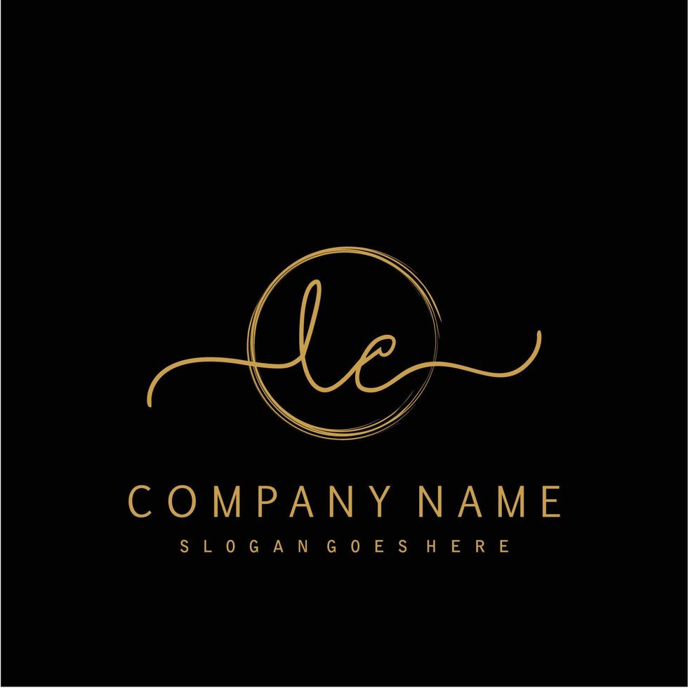 Initial LC handwriting logo with circle hand drawn vector