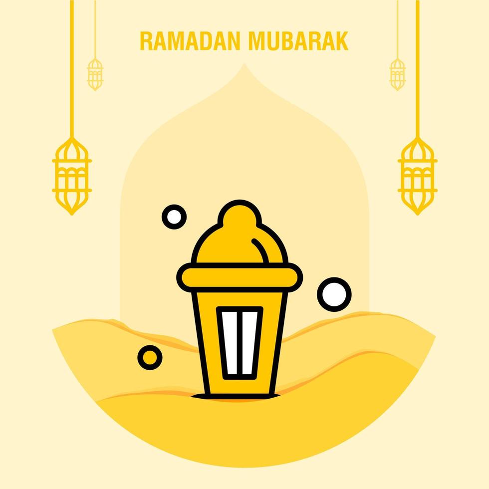 Ramadan kareem greeting template islamic crescent and arabic lantern vector illustration