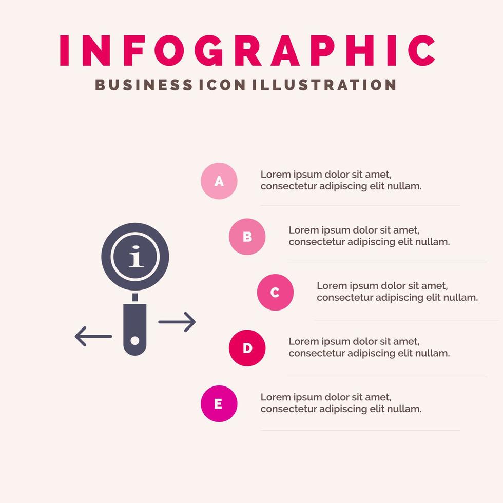 información información zoom buscar sólido icono infografía 5 pasos presentación antecedentes vector