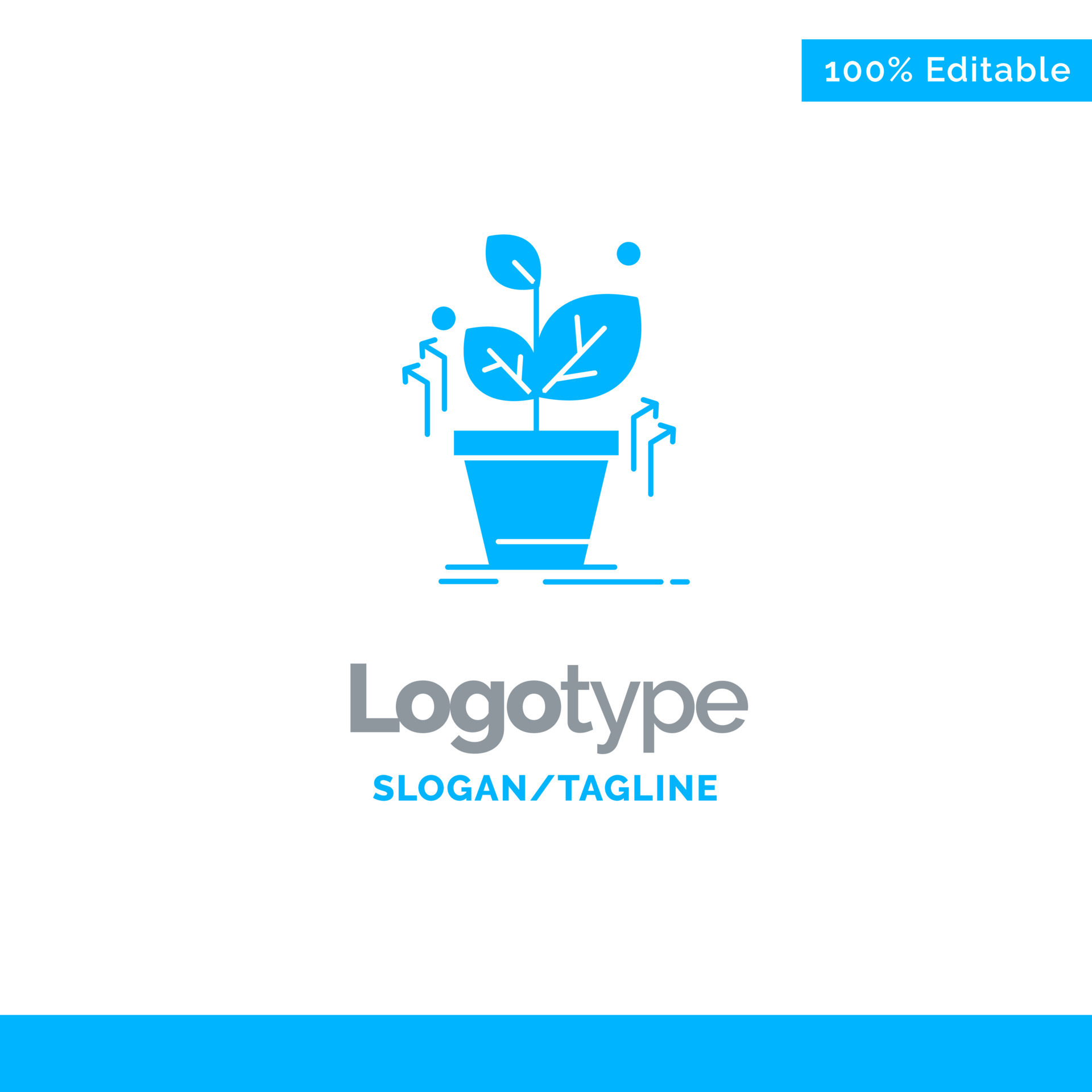 Plant Grow Grown Success Blue Solid Logo Template Place for Tagline