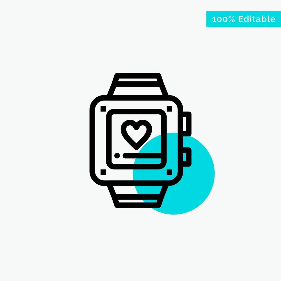 reloj de mano amor corazón boda turquesa resaltar círculo punto vector icono