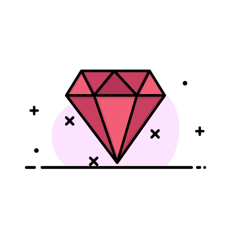 plantilla de banner de vector de icono lleno de línea plana de negocio de joyería de diamantes