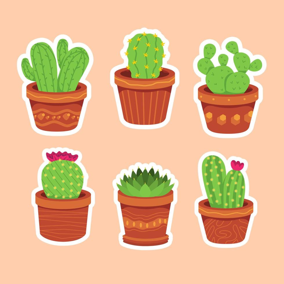 Cactus Sticker Set 15094195 Vector Art at Vecteezy
