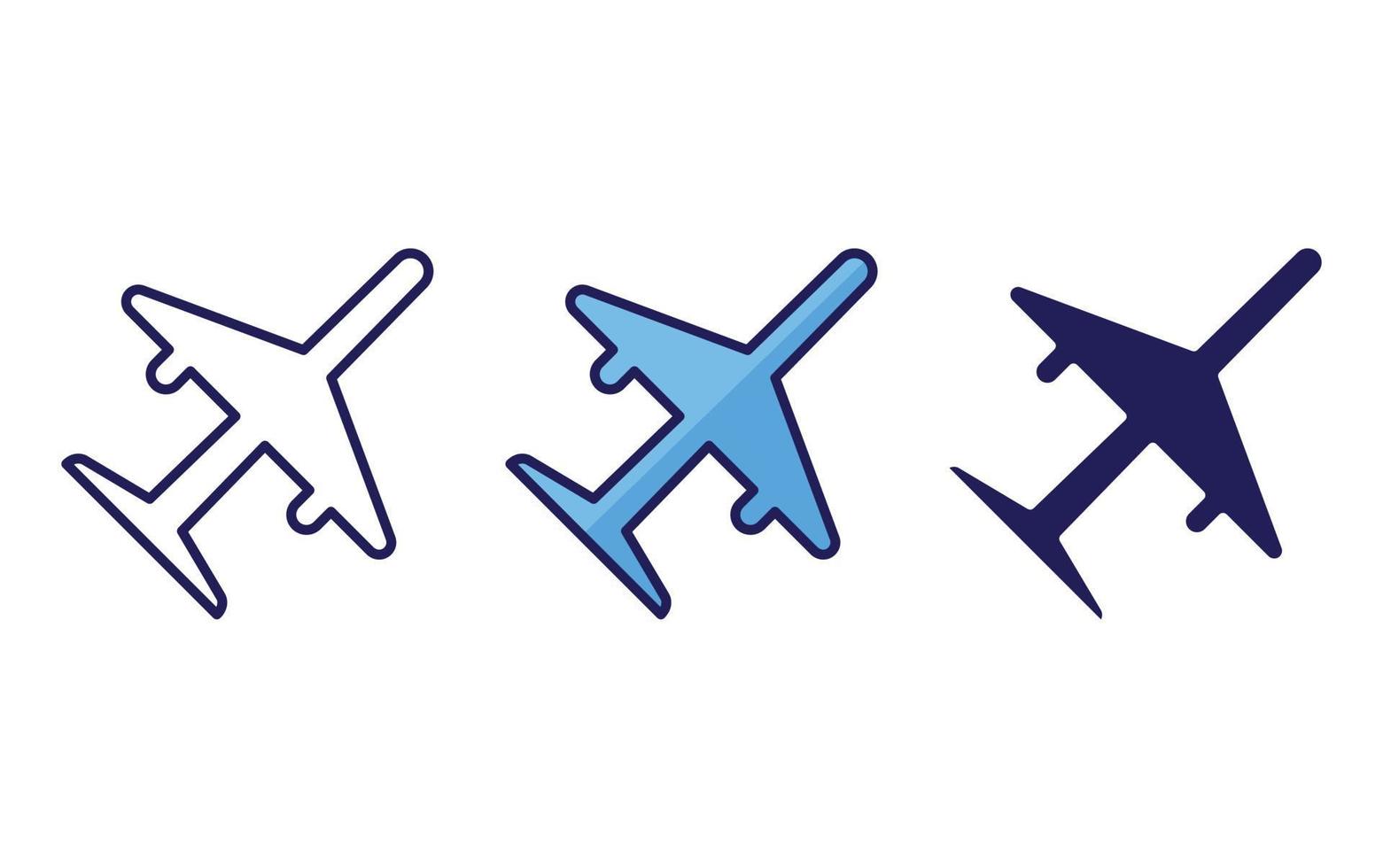 Airplane, Flight line and glyph icon, vector illustration