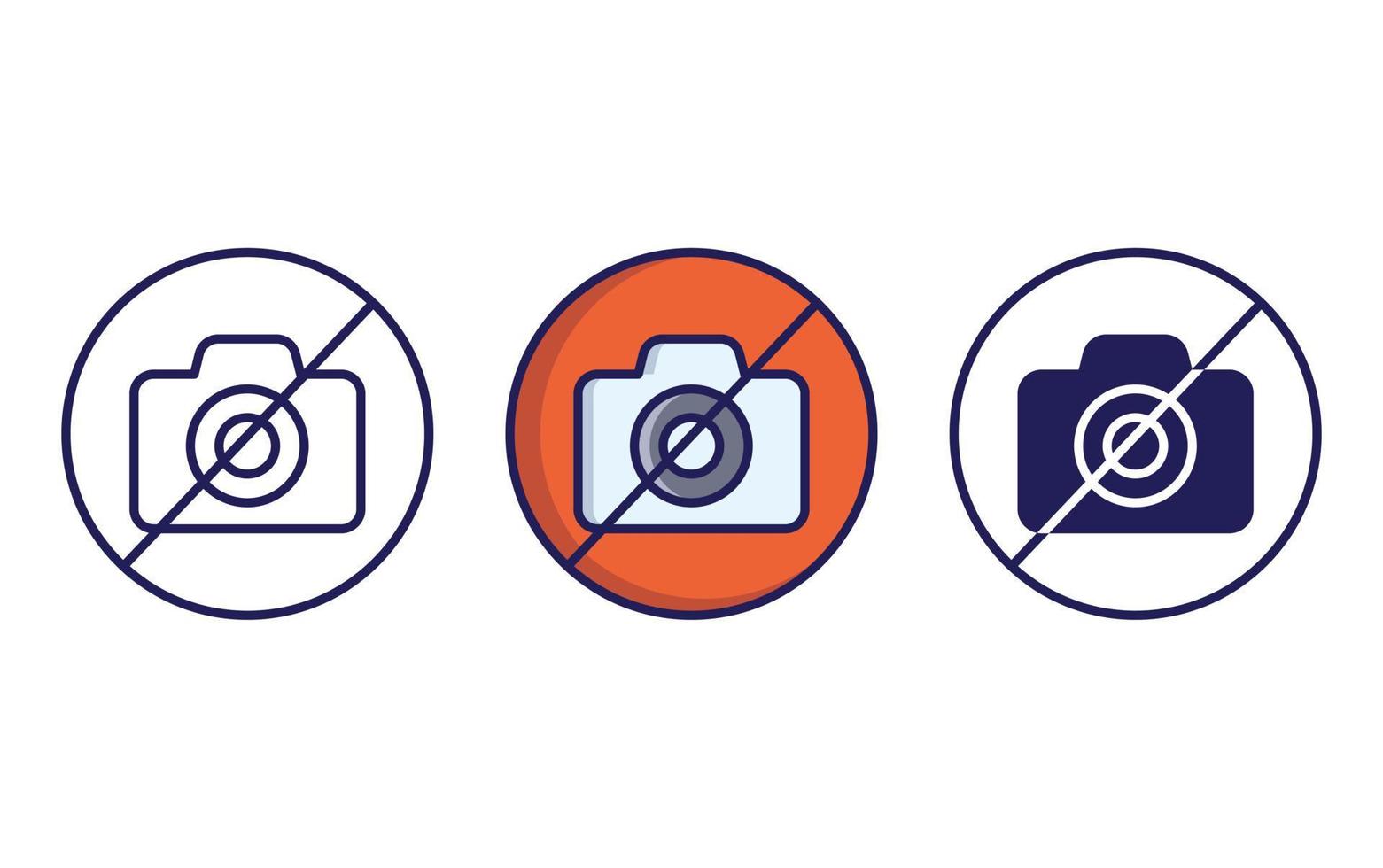 Camera prohibited line and glyph icon, vector illustration