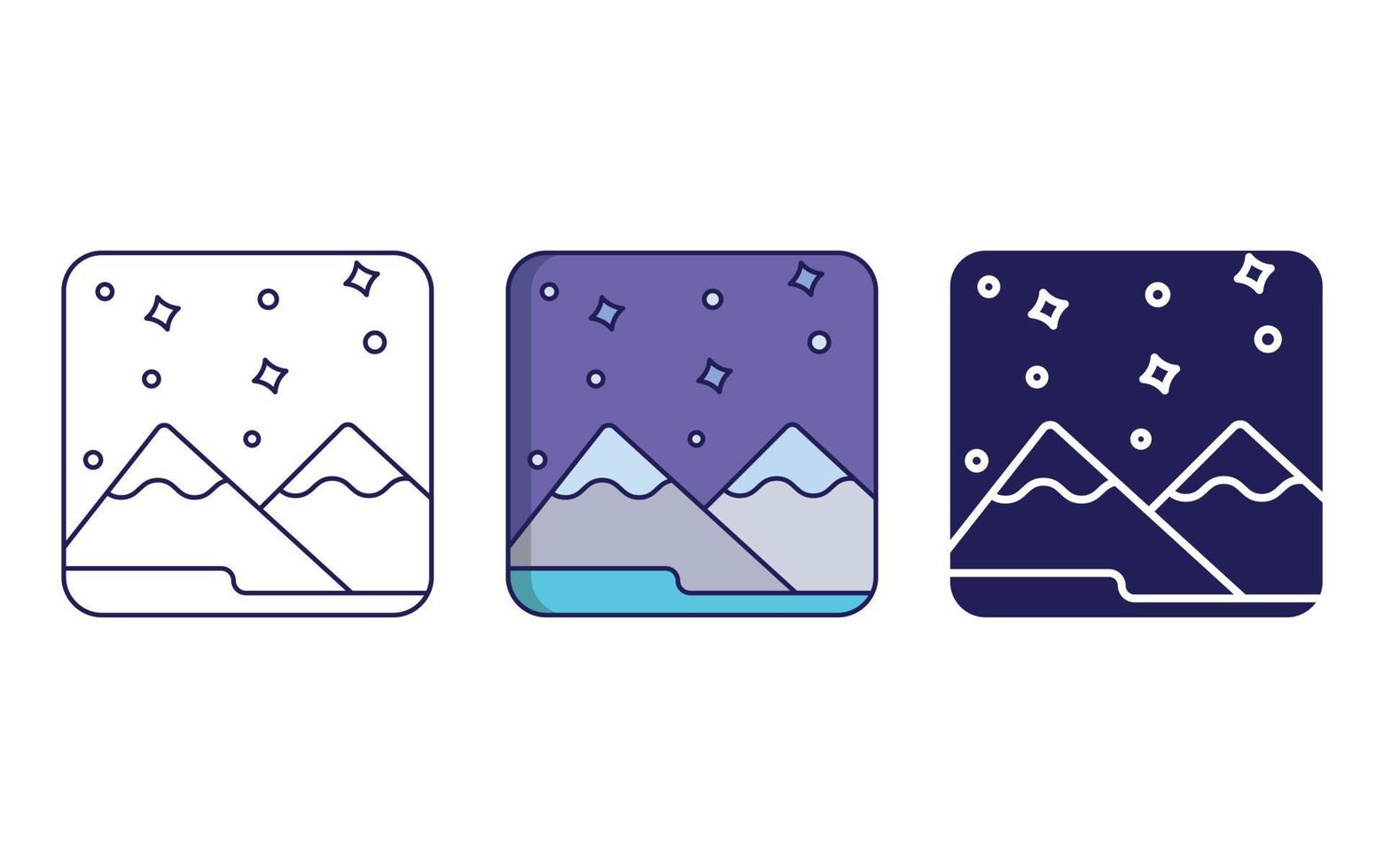 Snow mountain line and glyph icon, vector illustration