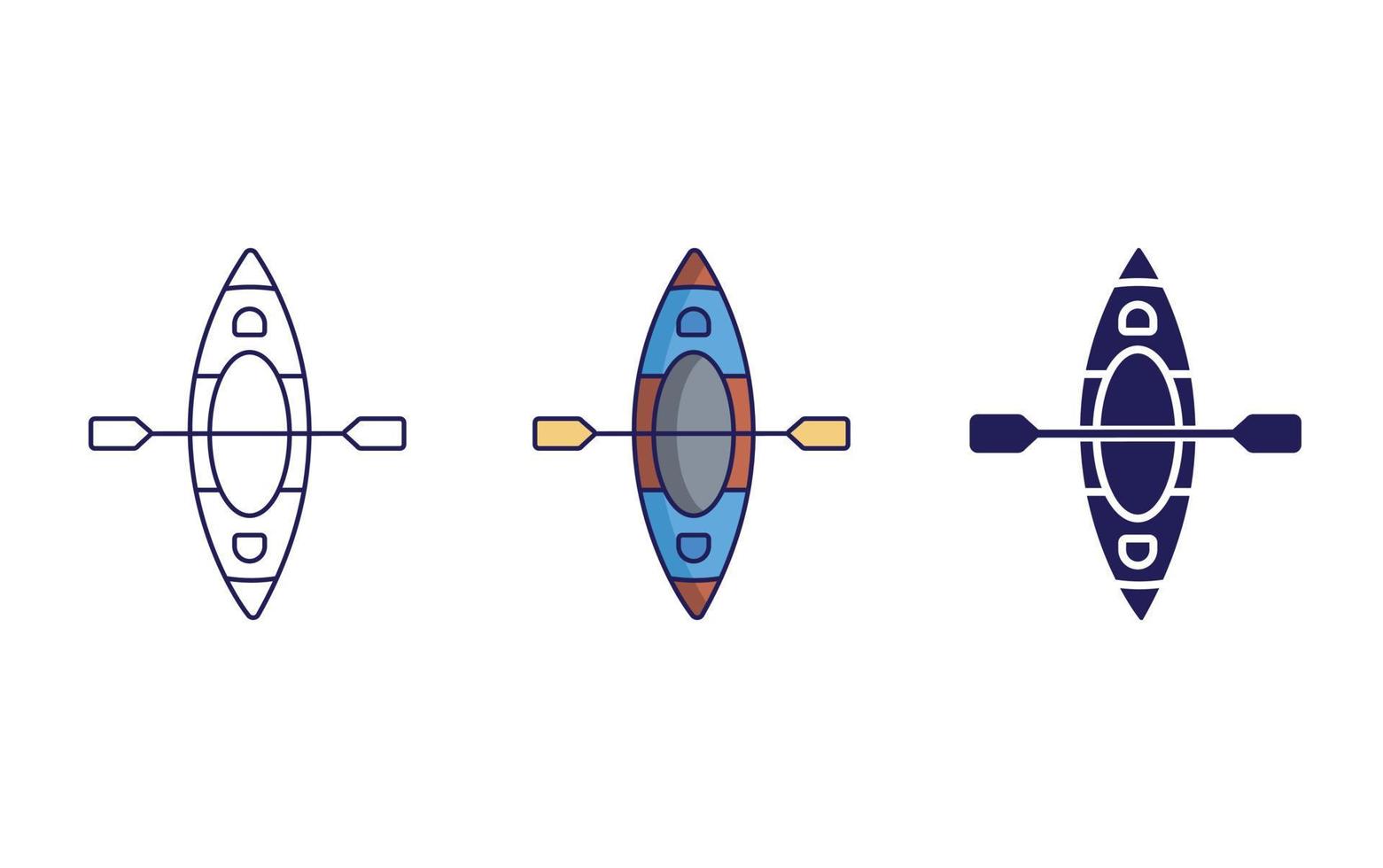 línea de canoa e icono de glifo, ilustración vectorial vector
