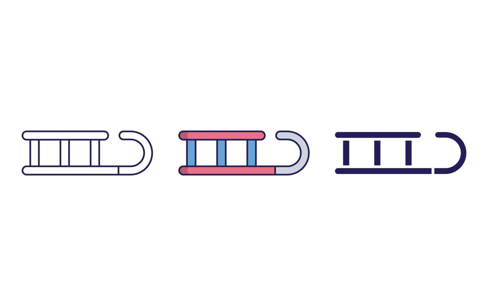 Sledge line and glyph icon, vector illustration