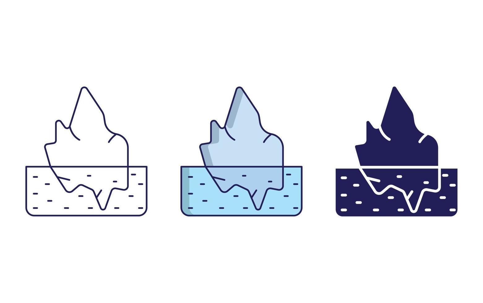 línea de iceberg e icono de glifo, ilustración vectorial vector