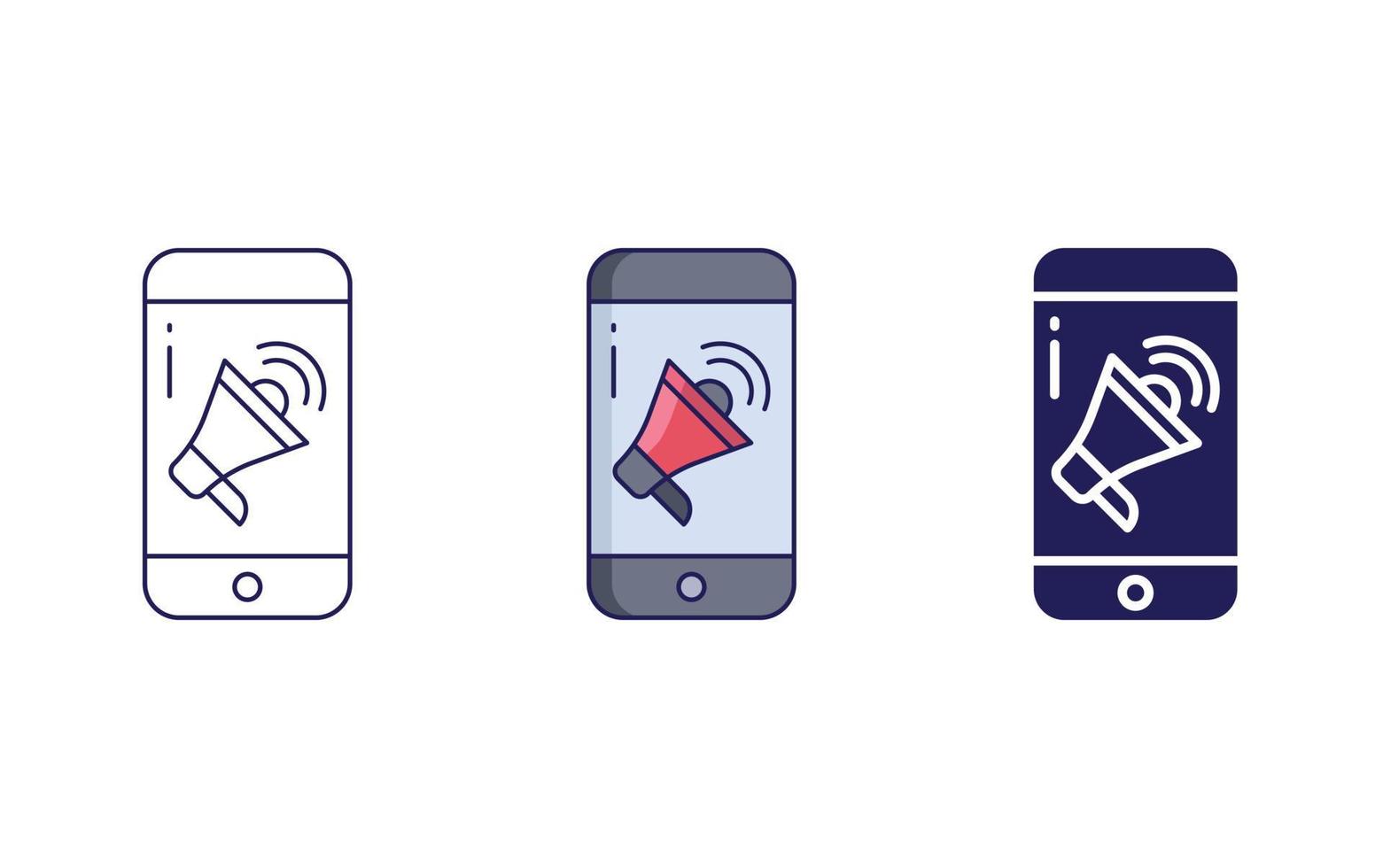 Mobile ads line and glyph icon, vector illustration