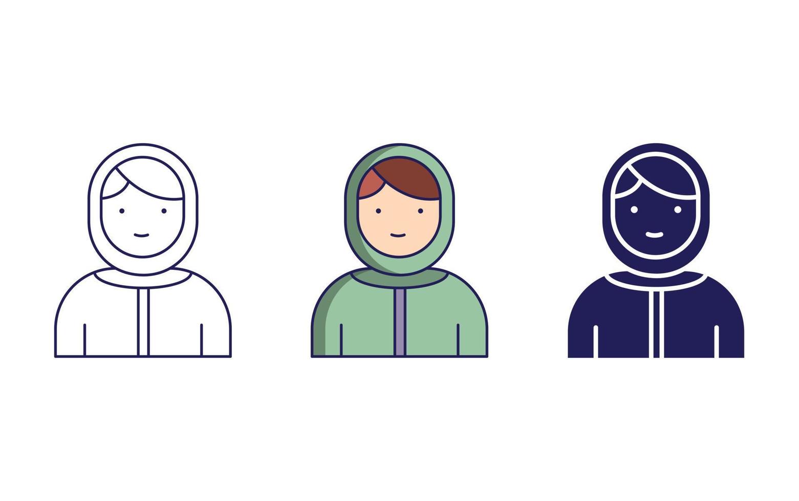 Girl with jacket line and glyph icon, vector illustration
