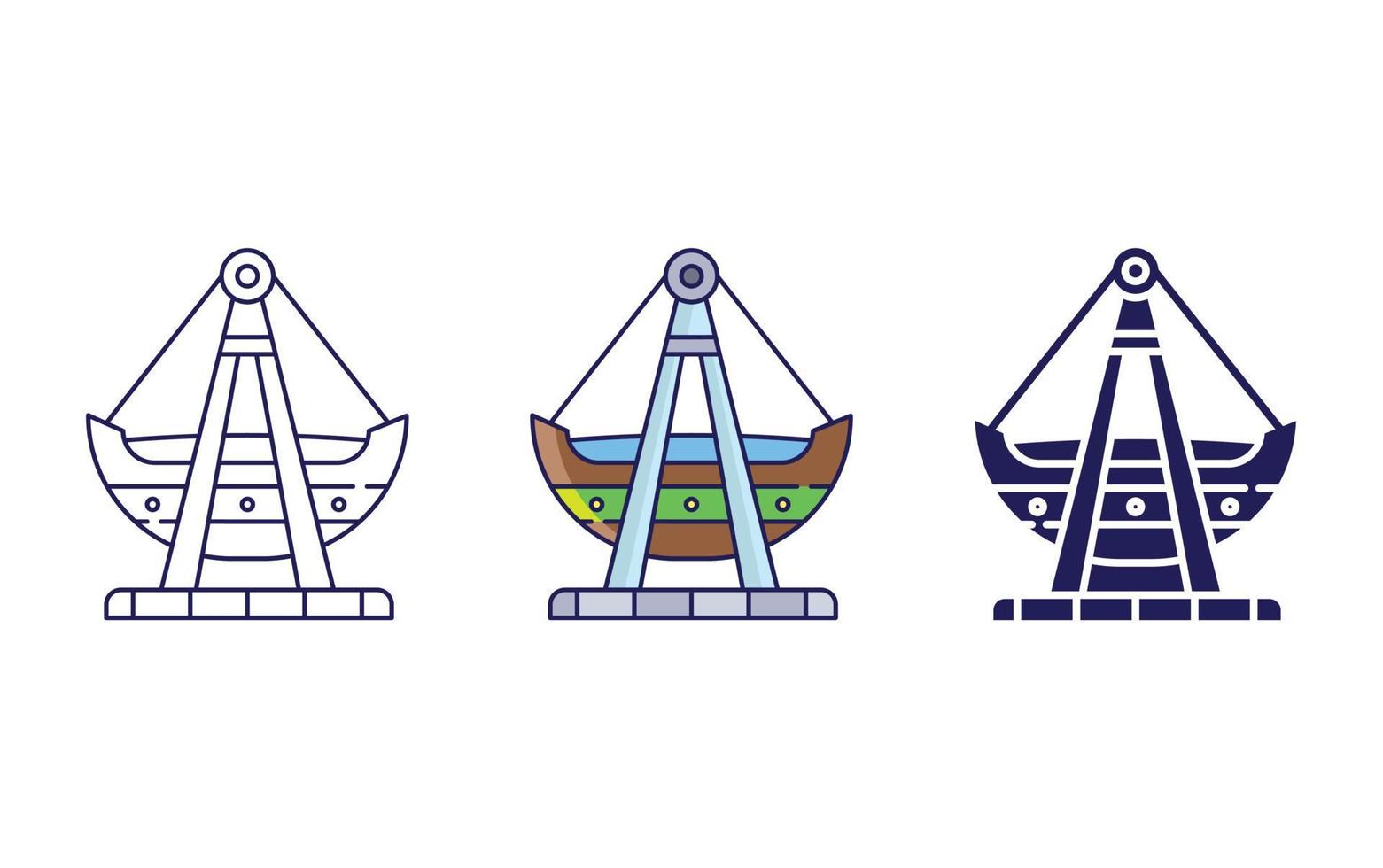 línea de paseo en barco e icono de glifo, ilustración vectorial vector