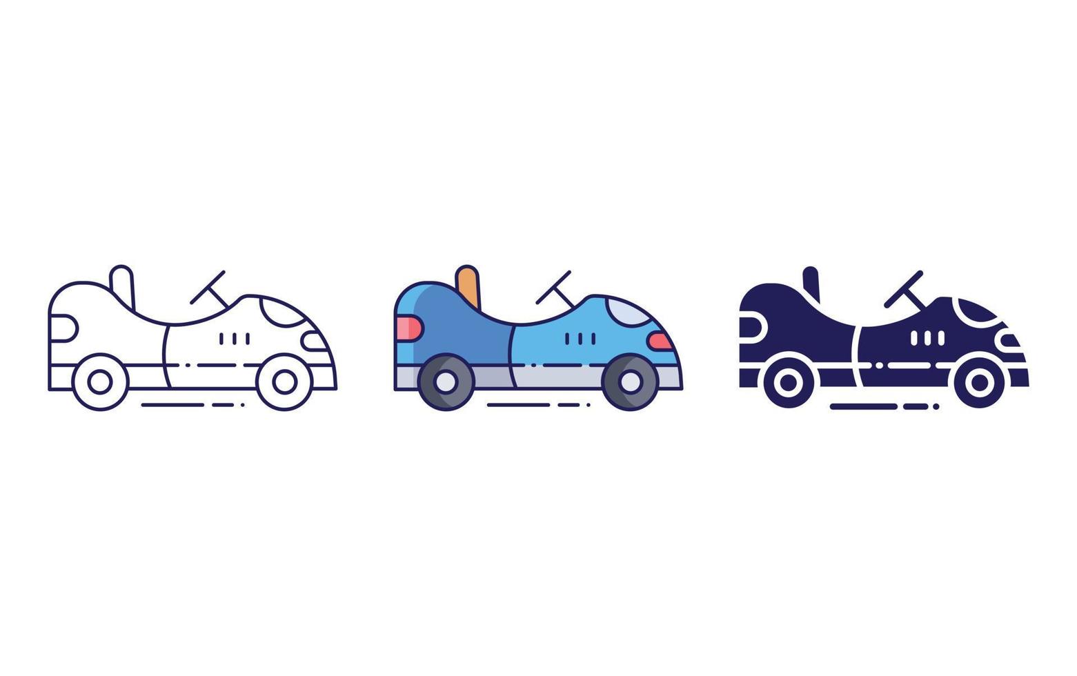 Bumper Car line and glyph icon, vector illustration