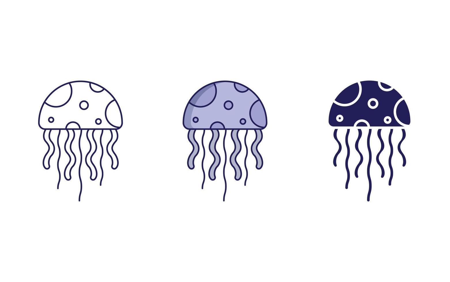 línea de medusas e icono de glifo, ilustración vectorial vector