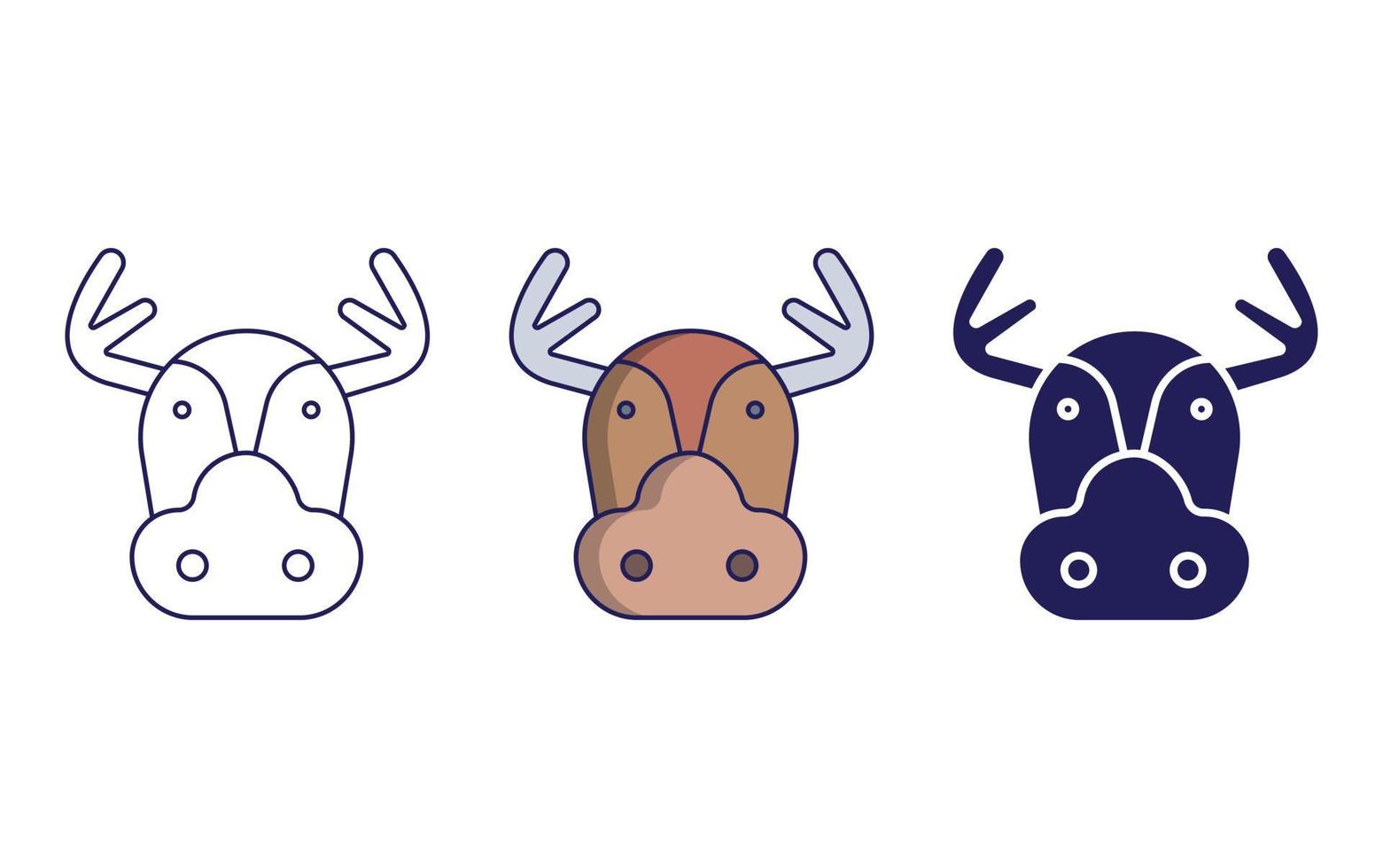 Moose line and glyph icon, vector illustration