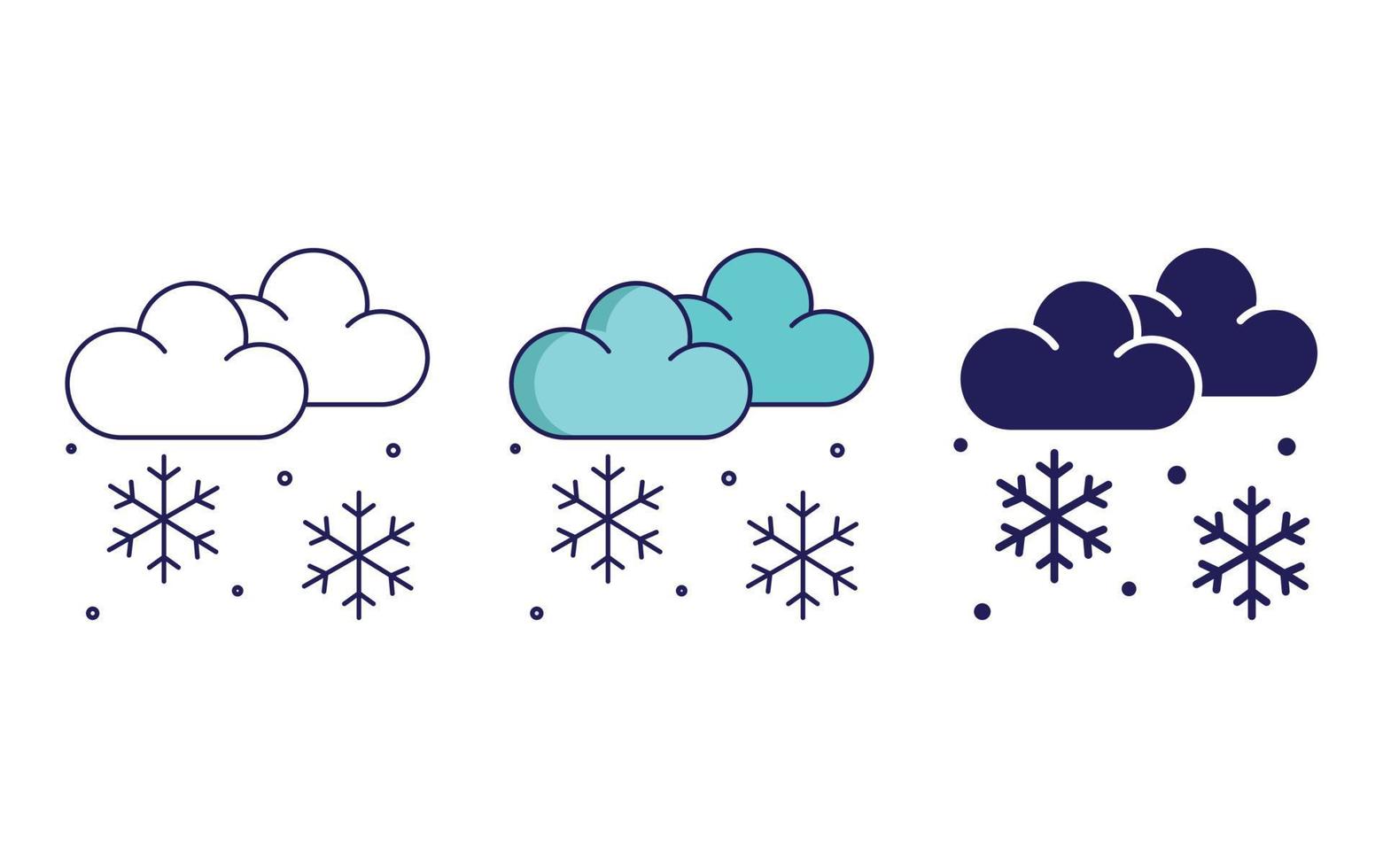 Cloud and Snow line and glyph icon, vector illustration