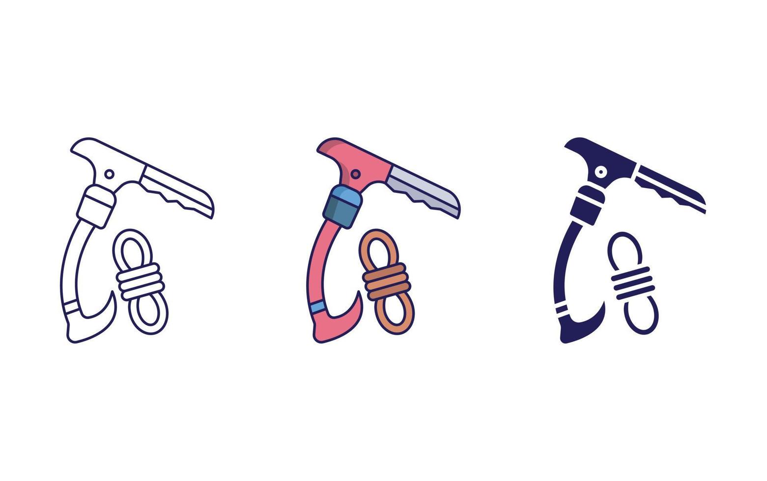 Ice Axe, climbing equipment line and glyph icon, vector illustration