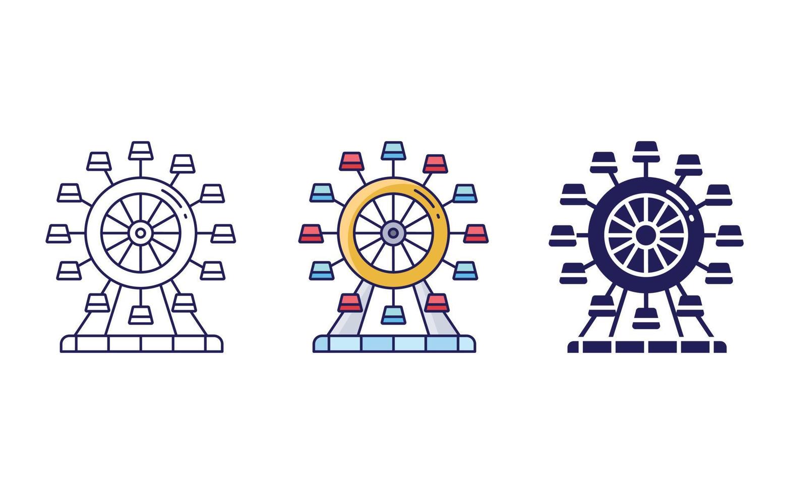 Ferris wheel line and glyph icon, vector illustration