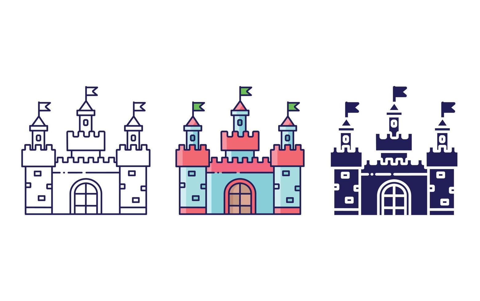 Castle line and glyph icon, vector illustration