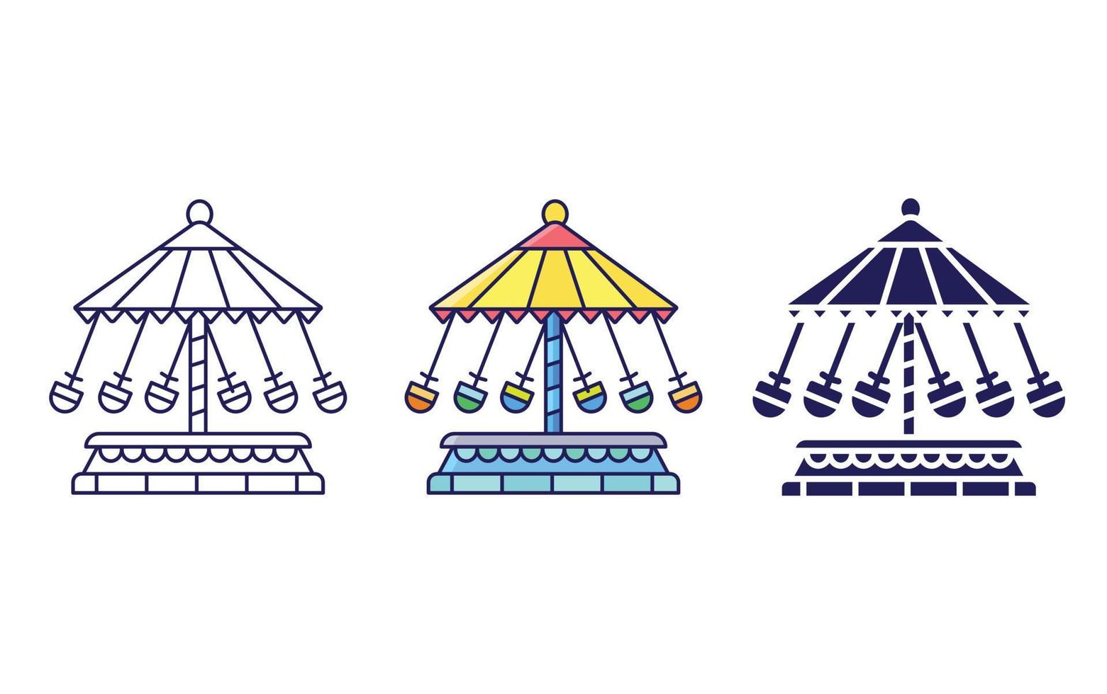 Merry go Round line and glyph icon, vector illustration