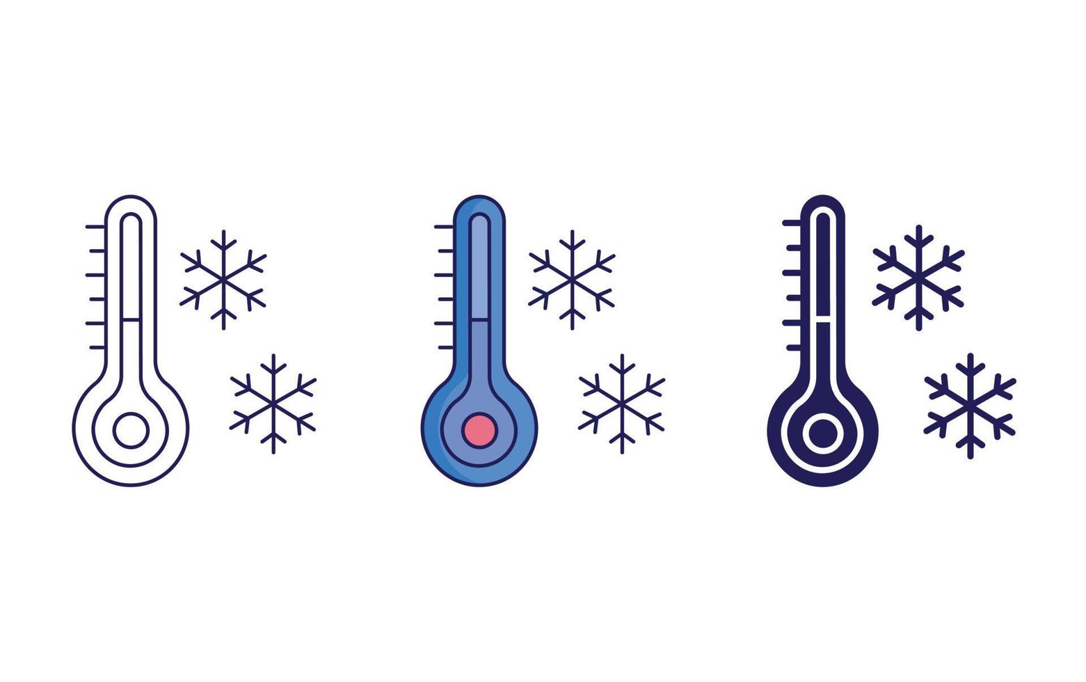 Cold temperature line and glyph icon, vector illustration